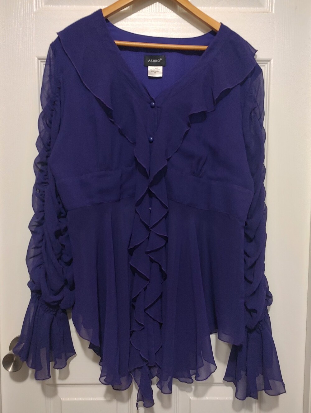 Ashro Deep Plum Ruffled Chiffon Blouse